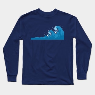 Monochromatic Blue Ocean Waves Long Sleeve T-Shirt